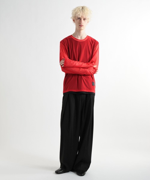 HARE(ハレ)の「レイヤードシアーカット(HARE)(Tシャツ/カットソー・メンズ・オレンジ/ブラック・FREE)」の10枚目の写真
