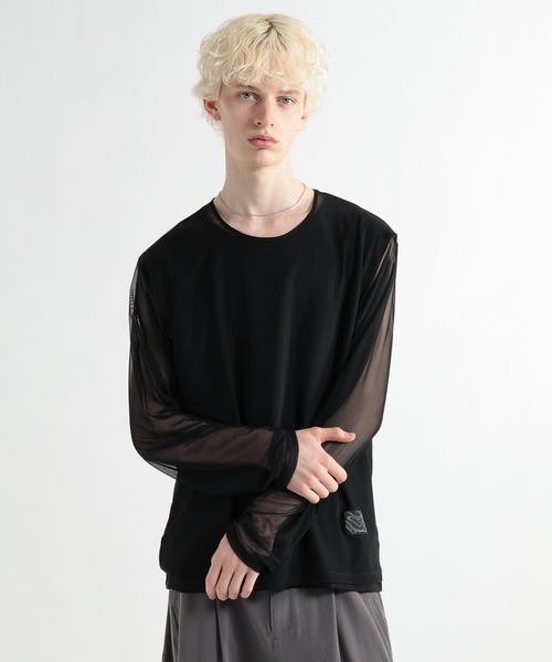 HARE(ハレ)の「レイヤードシアーカット(HARE)(Tシャツ/カットソー・メンズ・オレンジ/ブラック・FREE)」の14枚目の写真