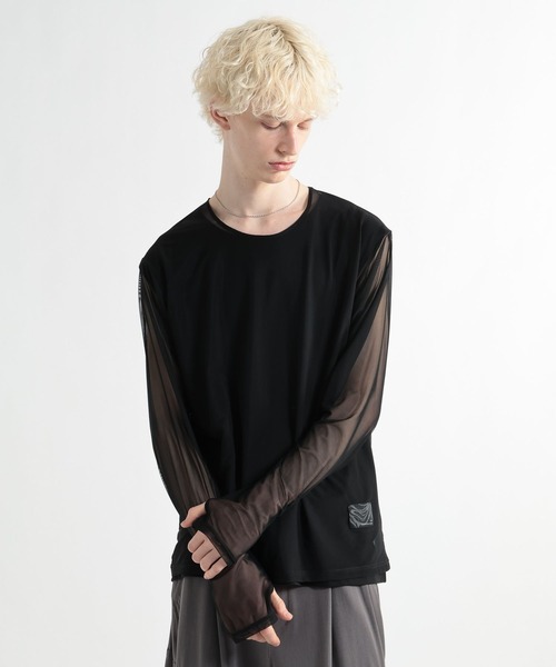 HARE(ハレ)の「レイヤードシアーカット(HARE)(Tシャツ/カットソー・メンズ・オレンジ/ブラック・FREE)」の16枚目の写真