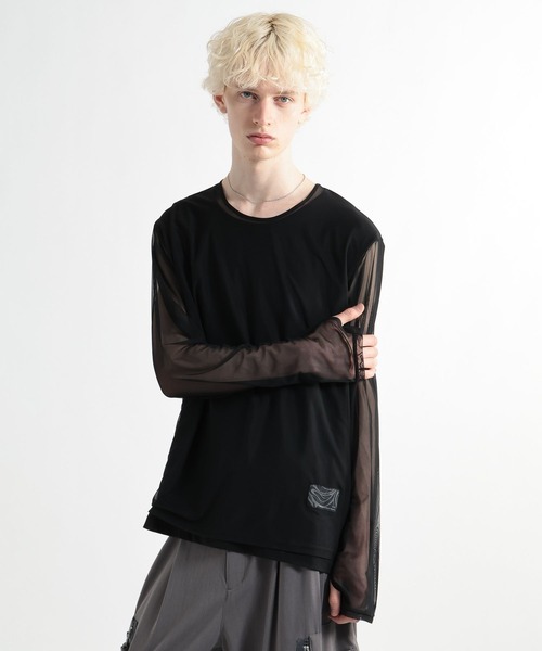 HARE(ハレ)の「レイヤードシアーカット(HARE)(Tシャツ/カットソー・メンズ・オレンジ/ブラック・FREE)」の17枚目の写真