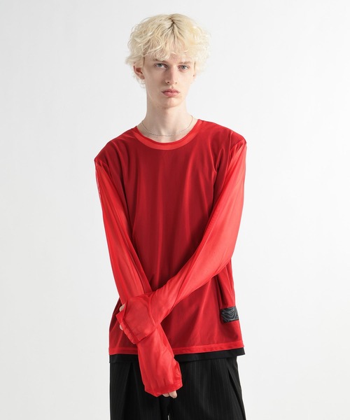 HARE(ハレ)の「レイヤードシアーカット(HARE)(Tシャツ/カットソー・メンズ・オレンジ/ブラック・FREE)」の19枚目の写真