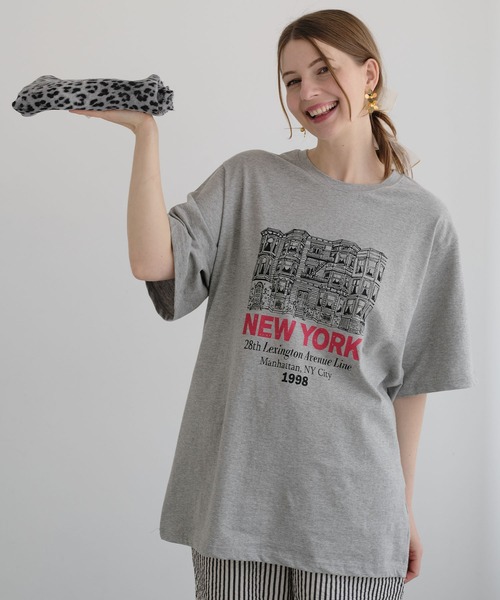 ZAKKA-BOX(ザッカボックス)の「NEW YORKロゴTシャツ(Tシャツ/カットソー・レディース・ホワイト/杢グレー・FREE)」の9枚目の写真