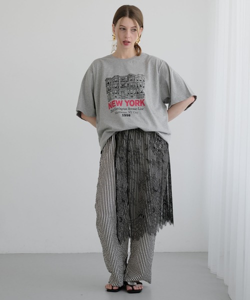 ZAKKA-BOX(ザッカボックス)の「NEW YORKロゴTシャツ(Tシャツ/カットソー・レディース・ホワイト/杢グレー・FREE)」の3枚目の写真