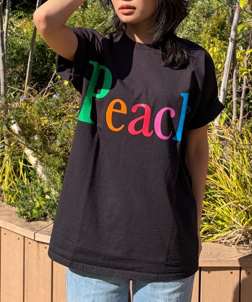 byeA.（バイエー）の「【byeA./バイエー】Peach TEE/ロゴTシャツ（Tシャツ/カットソー・レディース・ブラック/ホワイト・フリー）」の8枚目の写真