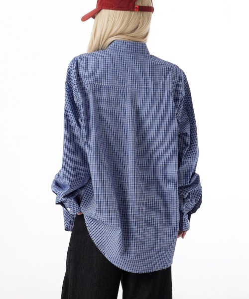 tunee（チュニー）の「【MASHIRO】ブルーチェックシャツ ルーズシルエット（25MA/EKW124）（シャツ/ブラウス・レディース・ブルー・FREE）」の3枚目の写真