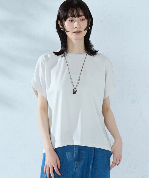 COMME CA ISM(コムサイズム)の「【接触冷感】バックタック Tシャツ(Tシャツ/カットソー・レディース・ネイビー/ブラック/ライトグレー/ホワイト/オレンジ・LARGE/MEDIUM)」の1枚目の写真