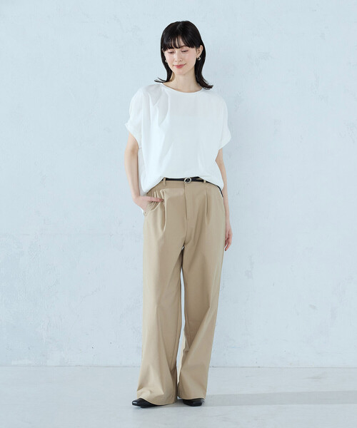 COMME CA ISM(コムサイズム)の「【接触冷感】バックタック Tシャツ(Tシャツ/カットソー・レディース・ネイビー/ブラック/ライトグレー/ホワイト/オレンジ・LARGE/MEDIUM)」の6枚目の写真