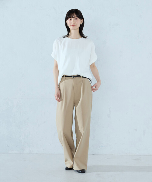 COMME CA ISM(コムサイズム)の「【接触冷感】バックタック Tシャツ(Tシャツ/カットソー・レディース・ネイビー/ブラック/ライトグレー/ホワイト/オレンジ・LARGE/MEDIUM)」の7枚目の写真