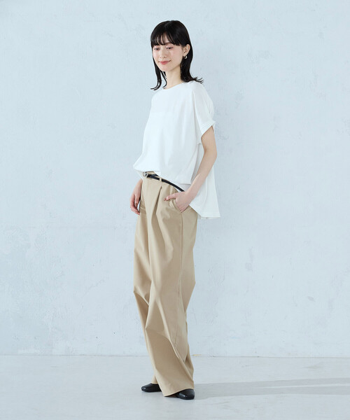 COMME CA ISM(コムサイズム)の「【接触冷感】バックタック Tシャツ(Tシャツ/カットソー・レディース・ネイビー/ブラック/ライトグレー/ホワイト/オレンジ・LARGE/MEDIUM)」の8枚目の写真