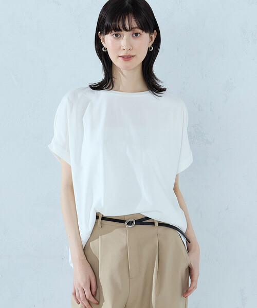 COMME CA ISM(コムサイズム)の「【接触冷感】バックタック Tシャツ(Tシャツ/カットソー・レディース・ネイビー/ブラック/ライトグレー/ホワイト/オレンジ・LARGE/MEDIUM)」の9枚目の写真