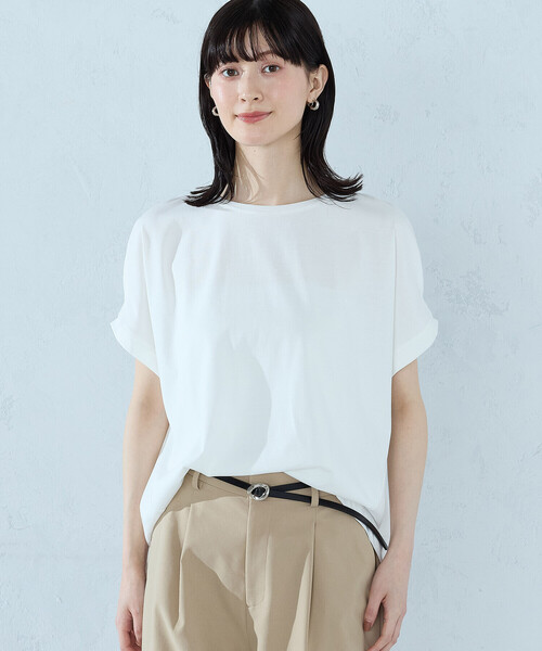 COMME CA ISM(コムサイズム)の「【接触冷感】バックタック Tシャツ(Tシャツ/カットソー・レディース・ネイビー/ブラック/ライトグレー/ホワイト/オレンジ・LARGE/MEDIUM)」の10枚目の写真