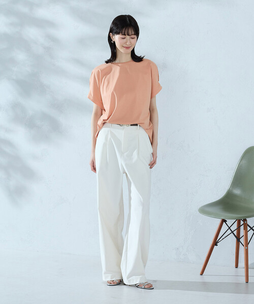 COMME CA ISM(コムサイズム)の「【接触冷感】バックタック Tシャツ(Tシャツ/カットソー・レディース・ネイビー/ブラック/ライトグレー/ホワイト/オレンジ・LARGE/MEDIUM)」の12枚目の写真