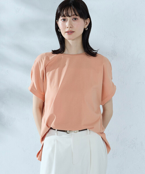 COMME CA ISM(コムサイズム)の「【接触冷感】バックタック Tシャツ(Tシャツ/カットソー・レディース・ネイビー/ブラック/ライトグレー/ホワイト/オレンジ・LARGE/MEDIUM)」の13枚目の写真
