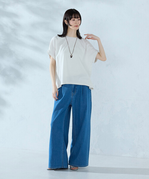 COMME CA ISM(コムサイズム)の「【接触冷感】バックタック Tシャツ(Tシャツ/カットソー・レディース・ネイビー/ブラック/ライトグレー/ホワイト/オレンジ・LARGE/MEDIUM)」の16枚目の写真