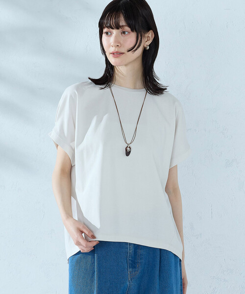 COMME CA ISM(コムサイズム)の「【接触冷感】バックタック Tシャツ(Tシャツ/カットソー・レディース・ネイビー/ブラック/ライトグレー/ホワイト/オレンジ・LARGE/MEDIUM)」の17枚目の写真