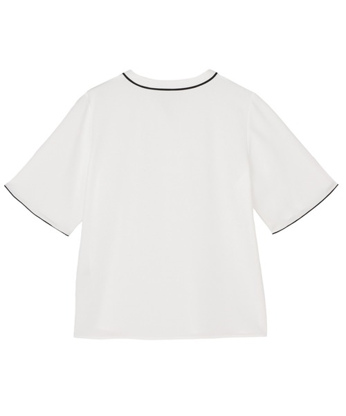 TOKYO SHIRTS(トウキョウシャツ)の「配色パイピング ジョーゼット ブラウス 五分袖(シャツ/ブラウス・レディース・ホワイト/ネイビー・M/L)」の4枚目の写真