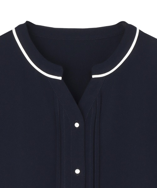 TOKYO SHIRTS(トウキョウシャツ)の「配色パイピング ジョーゼット ブラウス 五分袖(シャツ/ブラウス・レディース・ホワイト/ネイビー・M/L)」の10枚目の写真