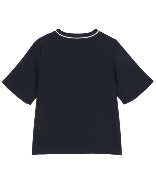 TOKYO SHIRTS(トウキョウシャツ)の「配色パイピング ジョーゼット ブラウス 五分袖(シャツ/ブラウス・レディース・ホワイト/ネイビー・M/L)」の9枚目の写真