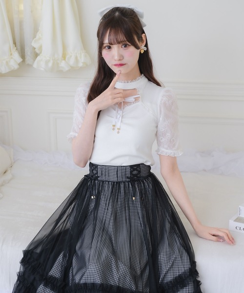 couture BY ROJITA（クチュールバイロジータ）の「デコルテ開きリボンテレコトップス（Tシャツ/カットソー・レディース・ホワイト/ピンクベージュ/ブラック・FREE）」の13枚目の写真
