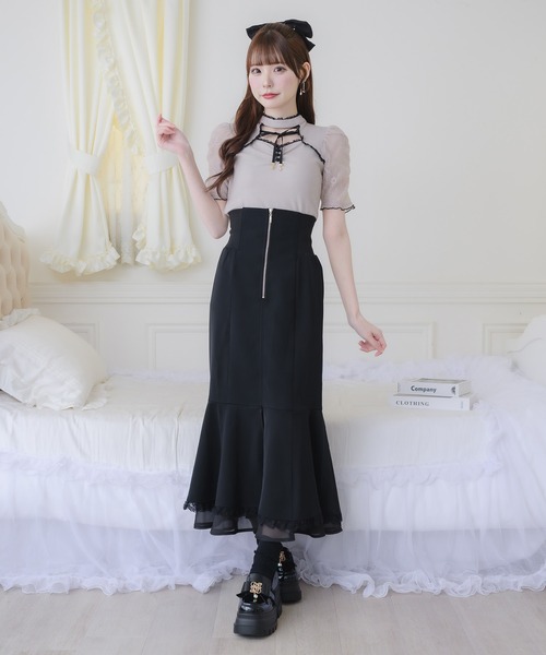 couture BY ROJITA（クチュールバイロジータ）の「デコルテ開きリボンテレコトップス（Tシャツ/カットソー・レディース・ホワイト/ピンクベージュ/ブラック・FREE）」の15枚目の写真