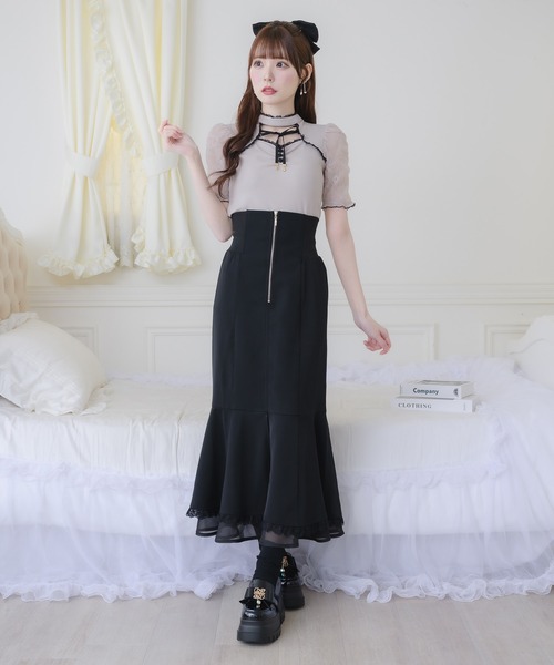 couture BY ROJITA（クチュールバイロジータ）の「デコルテ開きリボンテレコトップス（Tシャツ/カットソー・レディース・ホワイト/ピンクベージュ/ブラック・FREE）」の19枚目の写真
