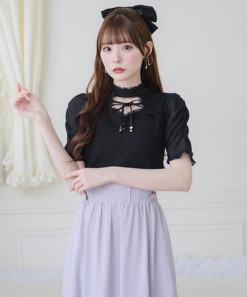 couture BY ROJITA（クチュールバイロジータ）の「デコルテ開きリボンテレコトップス（Tシャツ/カットソー・レディース・ホワイト/ピンクベージュ/ブラック・FREE）」の20枚目の写真