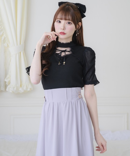 couture BY ROJITA（クチュールバイロジータ）の「デコルテ開きリボンテレコトップス（Tシャツ/カットソー・レディース・ホワイト/ピンクベージュ/ブラック・FREE）」の22枚目の写真