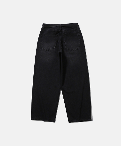MOIF（モイフ）の「[SS26] WIDE 6P BELTED DENIM PANTS / RINSED BLACK（デニムパンツ・メンズ・その他・1(S)/2(M)/3(L)）」の3枚目の写真