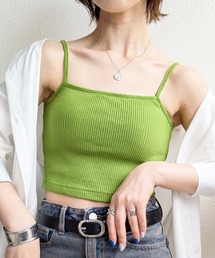 styiro | 美シルエット カップ付きリブキャミソールブラトップ ショート丈(キャミソール)