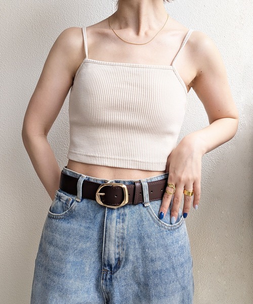 styiro（スタイロ）の「美シルエット カップ付きリブキャミソールブラトップ ショート丈（キャミソール・レディース・ライトグレー/グリーン/ベージュ・M）」の19枚目の写真