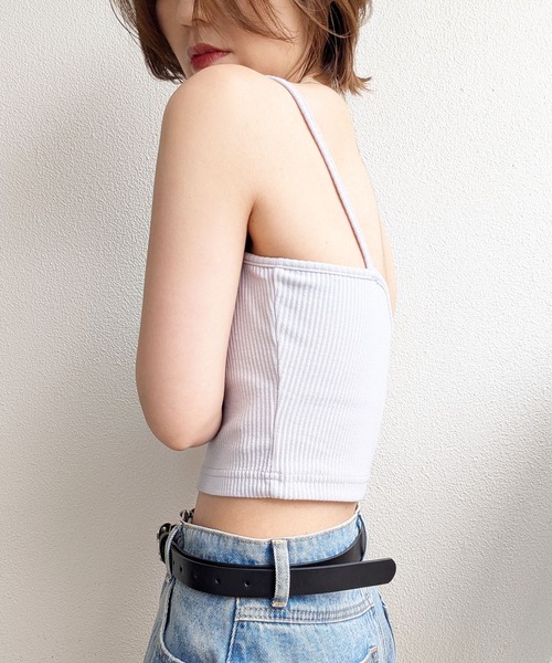 styiro（スタイロ）の「美シルエット カップ付きリブキャミソールブラトップ ショート丈（キャミソール・レディース・ライトグレー/グリーン/ベージュ・M）」の7枚目の写真