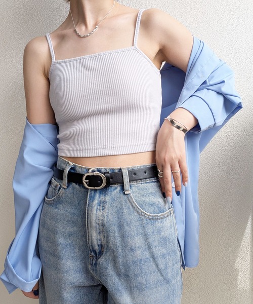 styiro（スタイロ）の「美シルエット カップ付きリブキャミソールブラトップ ショート丈（キャミソール・レディース・ライトグレー/グリーン/ベージュ・M）」の9枚目の写真