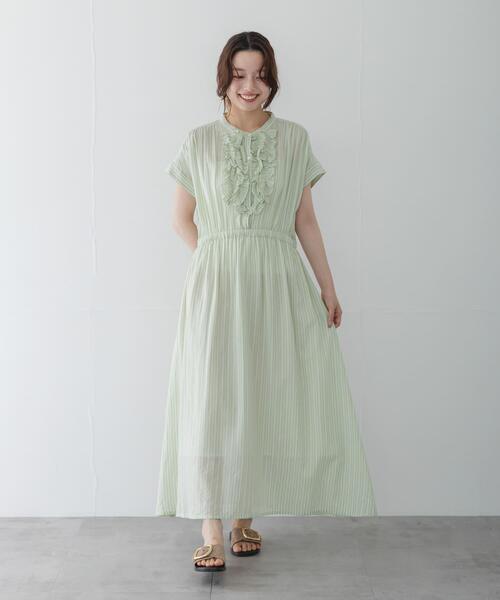 URBAN RESEARCH Sonny Label(アーバンリサーチサニーレーベル)の「ドビーストライプフリルシャツワンピース(ワンピース・レディース・グレー/ブルー/ミント・FREE)」の7枚目の写真