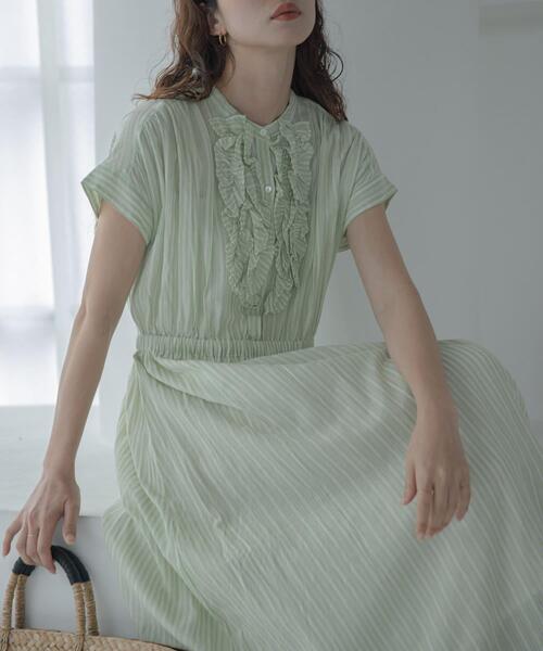 URBAN RESEARCH Sonny Label(アーバンリサーチサニーレーベル)の「ドビーストライプフリルシャツワンピース(ワンピース・レディース・グレー/ブルー/ミント・FREE)」の8枚目の写真