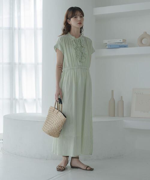 URBAN RESEARCH Sonny Label(アーバンリサーチサニーレーベル)の「ドビーストライプフリルシャツワンピース(ワンピース・レディース・グレー/ブルー/ミント・FREE)」の11枚目の写真