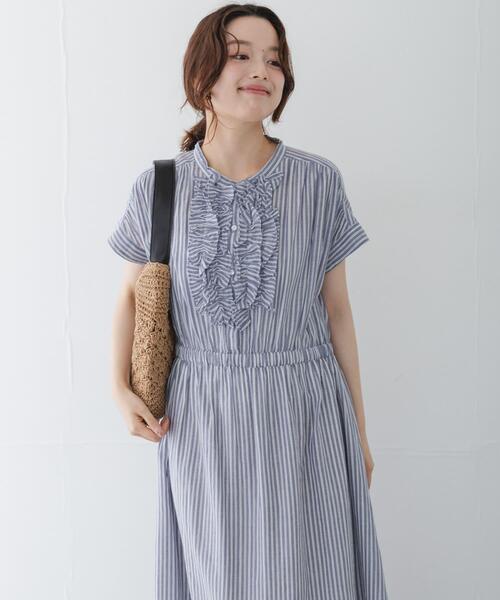 URBAN RESEARCH Sonny Label(アーバンリサーチサニーレーベル)の「ドビーストライプフリルシャツワンピース(ワンピース・レディース・グレー/ブルー/ミント・FREE)」の17枚目の写真