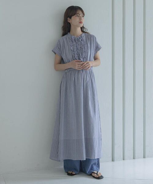 URBAN RESEARCH Sonny Label(アーバンリサーチサニーレーベル)の「ドビーストライプフリルシャツワンピース(ワンピース・レディース・グレー/ブルー/ミント・FREE)」の21枚目の写真