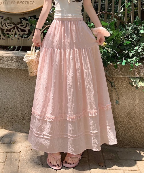 FAVORITO(ファヴォリート)の「ジャカードスカート(スカート・レディース・ブルー/ピンク/オフホワイト・S/M/L/XL)」の1枚目の写真