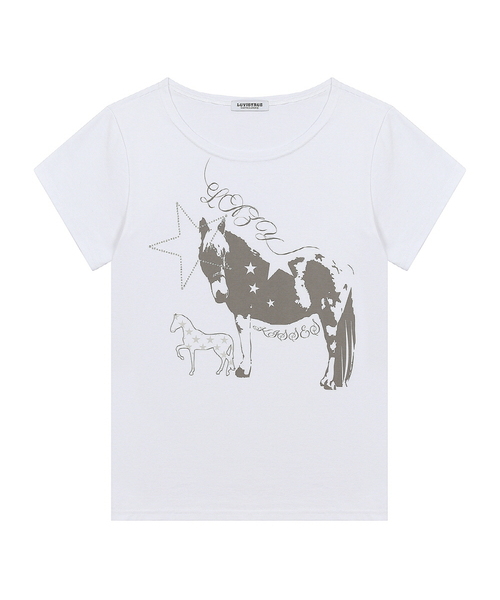 LUVISTRUE(ラヴイズトゥルー)の「SY ONE-SHOULDER HORSE TEE(WHITE)(Tシャツ/カットソー・レディース・その他・FREE)」の1枚目の写真