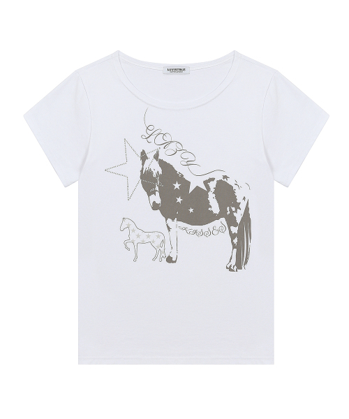 LUVISTRUE(ラヴイズトゥルー)の「SY ONE-SHOULDER HORSE TEE(WHITE)(Tシャツ/カットソー・レディース・その他・FREE)」の2枚目の写真