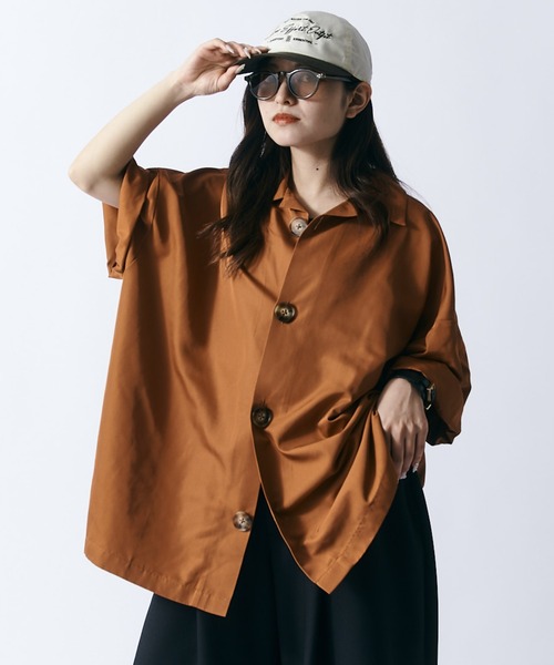 Lui's（ルイス）の「【WEB限定】アクセントビッグボタン ワイドシャツ（シャツ/ブラウス・メンズ・ブラック/ネイビー/オレンジ・FREE）」の19枚目の写真