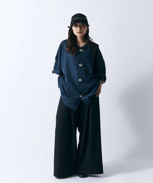 Lui's（ルイス）の「【WEB限定】アクセントビッグボタン ワイドシャツ（シャツ/ブラウス・メンズ・ブラック/ネイビー/オレンジ・FREE）」の17枚目の写真