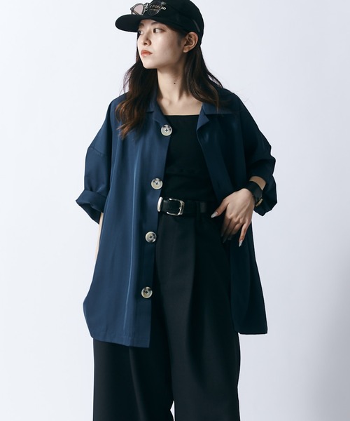 Lui's（ルイス）の「【WEB限定】アクセントビッグボタン ワイドシャツ（シャツ/ブラウス・メンズ・ブラック/ネイビー/オレンジ・FREE）」の12枚目の写真