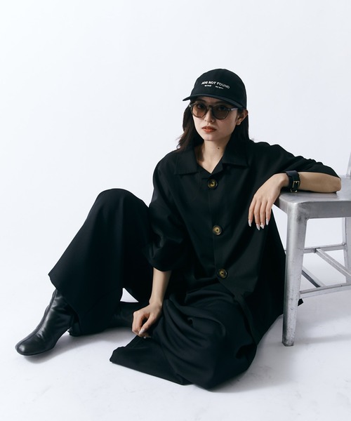 Lui's（ルイス）の「【WEB限定】アクセントビッグボタン ワイドシャツ（シャツ/ブラウス・メンズ・ブラック/ネイビー/オレンジ・FREE）」の4枚目の写真