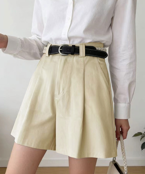 2ly2(トゥーリートゥー)の「ベルト付きハイウエストショートパンツ レディース(その他パンツ・レディース・ブルー/ブラック/ベージュ/ホワイト・FREE)」の18枚目の写真