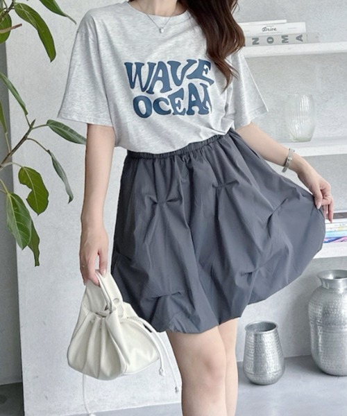 umune(ウムネ)の「Tシャツ 半袖 フロントロゴ WAVEロゴ ビッグシルエット オーバーサイズ クルーネック カットソー トップス カジュアル 夏(Tシャツ/カットソー・レディース・ブラック/杢グレー/オフホワイト・FREE)」の11枚目の写真