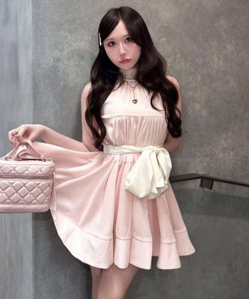 ROYAL PARTY(ロイヤルパーティー)の「リボン付アメスリティアードブラウスセットアップ(シャツ/ブラウス・レディース・ブラック/ブルー/ピンク/ドット・FREE)」の3枚目の写真