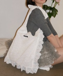 cotton frill rose apron tote bag