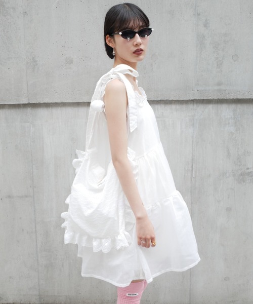 HONEY MI HONEY（ハニーミーハニー）の「cotton frill rose apron tote bag（トートバッグ・レディース・レッド/ピンク/ホワイト・FREE）」の10枚目の写真