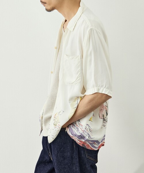 REMI RELIEF(レミレリーフ)の「【REMI RELIEF/レミレリーフ】レーヨンアロハシャツ(ヨット総柄)(シャツ/ブラウス・メンズ・ベージュ/オフホワイト/ピンク・S/M/L/XL)」の10枚目の写真